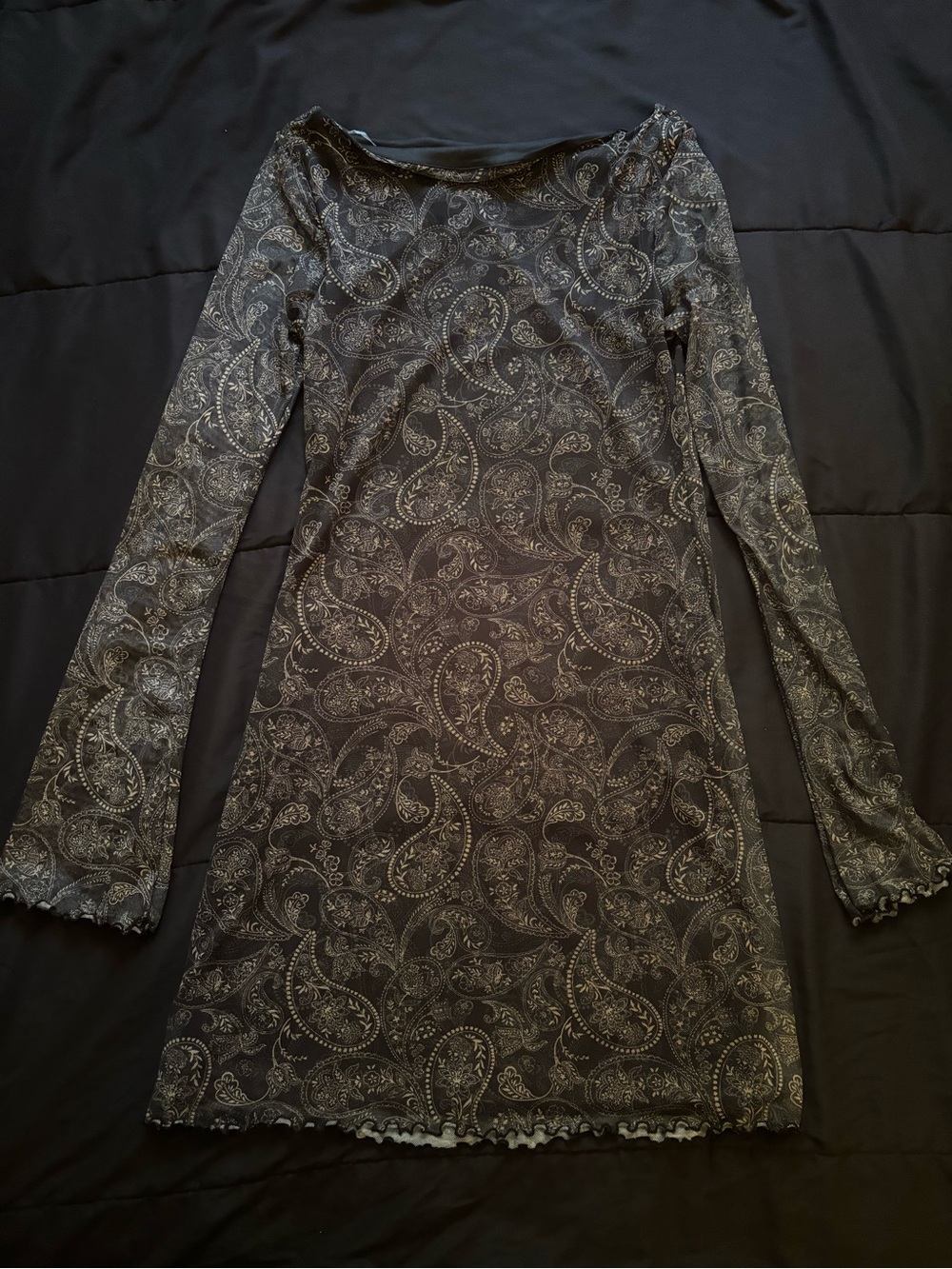 mesh paisley mini dress